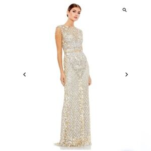 Mac Duggal 4908 Fringe Sleeve Embellished Dress size 10 NEW $798